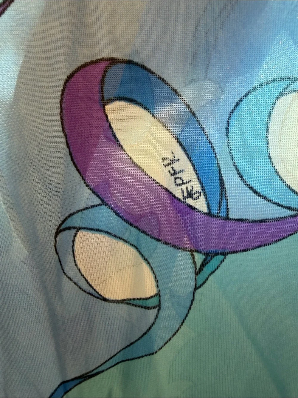Emilio Pucci for Formfit Rogers Sheer Blue & Purple Loungewear Top